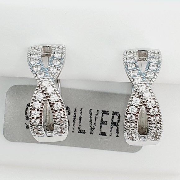 "925 Sterling Silver Cubic Zirconia Earrings, UU1P6A6149 - Picture 1 of 10